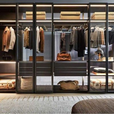 Tủ áo kích trần kết hợp cánh kính cường lực gỗ công nghiệp TA136