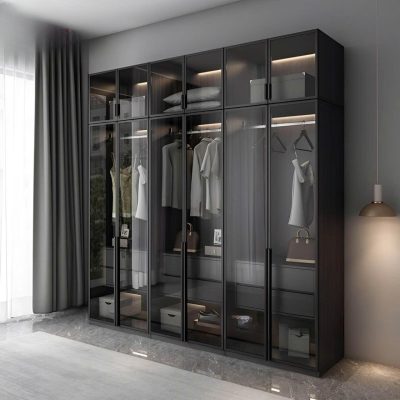 Tủ áo 2 tầng kết hợp cánh kính cường lực gỗ công nghiệp TA441