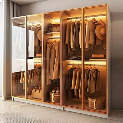 Tủ áo 5c gỗ công nghiệp cánh kính cường lực TA444