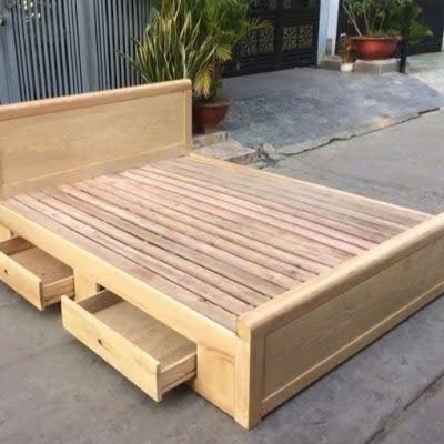 Giường ngăn kéo 2m00 gỗ sồi nga GN412