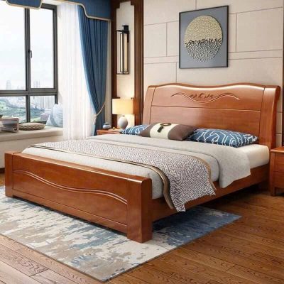Giường đầu cong 2m20 gỗ xoan đào GN421