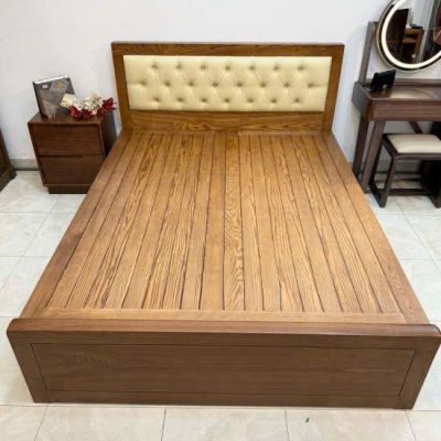 Giường bọc đệm 1m2 gỗ sồi nga GN458