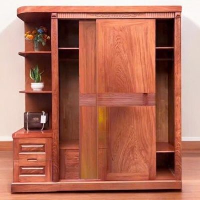 Tủ quần áo 2 cánh lùa + góc trang trí gỗ hương đá TA512