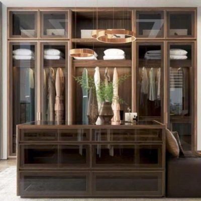 Tủ áo 6c 2 tầng cánh kính gỗ hương xám TA554