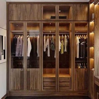 Tủ áo 5c 2 tầng cánh kính gỗ hương xám TA556