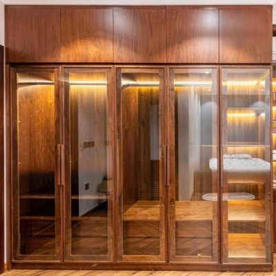 Tủ áo 5c 2 tầng gỗ óc chó TA581