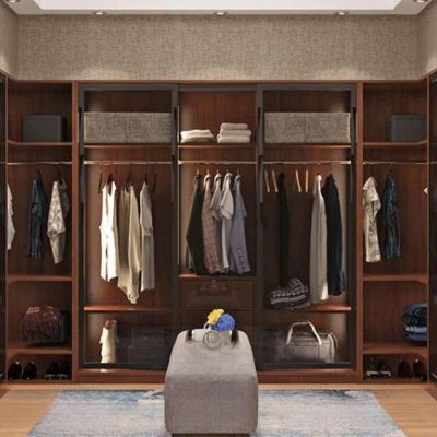 Tủ áo chữ U cánh kính gỗ hương xám TA548