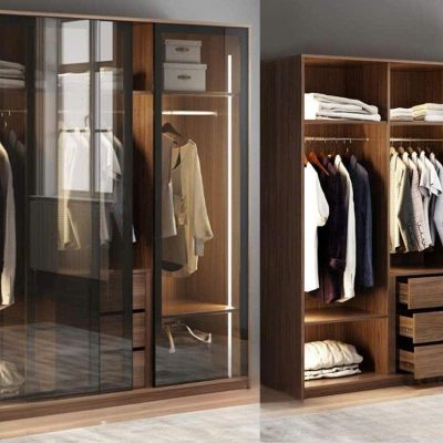 Tủ áo 3c lùa cánh kính gỗ hương xám TA552