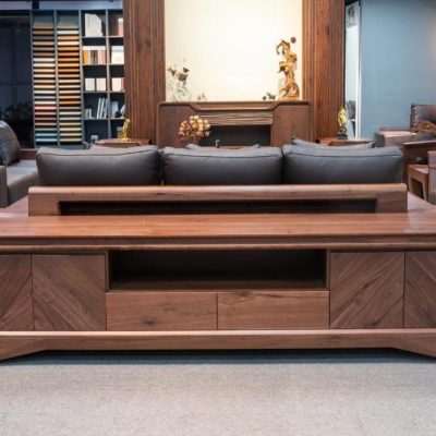 Kệ tivi chân thuyền 2m00 gỗ hương xám KTV348