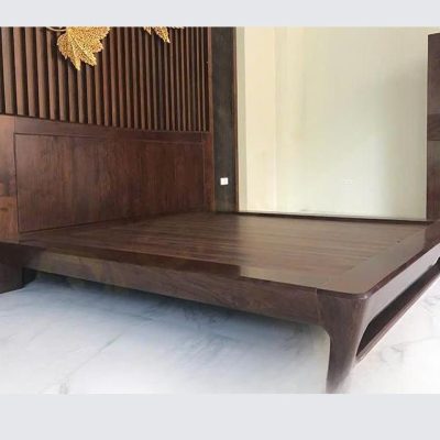 Giường chân cong 2m00 gỗ hương xám GN557