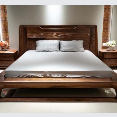 Giường chân cong kiểu sóng 2m00 gỗ mun GN603