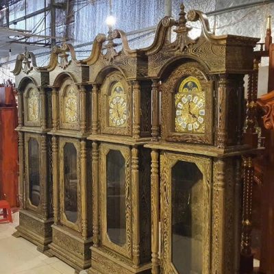 Đồng hồ cây sừng bò mặt vuông gỗ mun đuôi cong ĐHC49