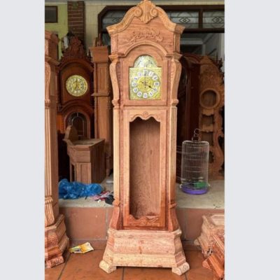 Đồng hồ cây mặt vuông gỗ hương ĐHC57