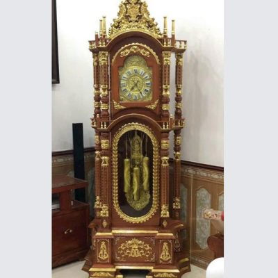 Đồng hồ cây máy đồng tứ trụ gỗ hương ĐHC72