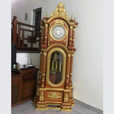 Đồng hồ cây tứ trụ máy đồng gỗ hương ĐHC71