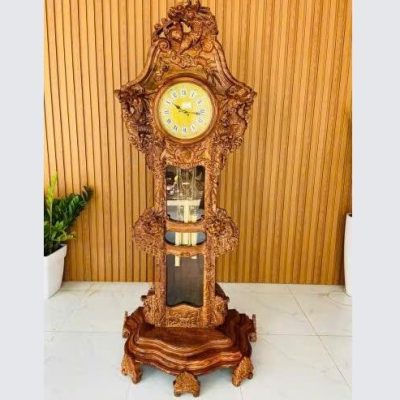 Đồng hồ cây chạm cửu long gỗ hương ĐHC76