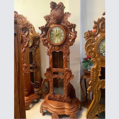 Đồng hồ cây nghê đỉnh gỗ hương ĐHC77