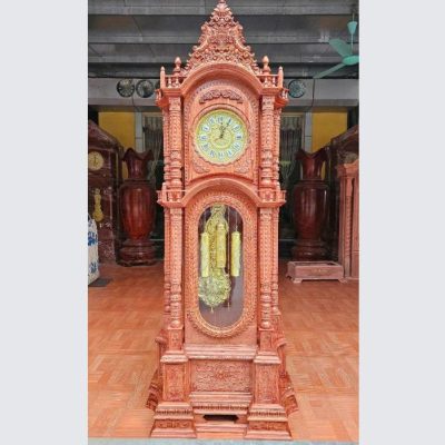 Đồng hồ cây tứ trụ máy đồng gỗ hương ĐHC82
