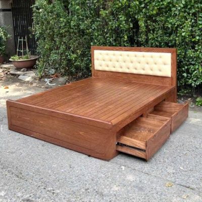 Giường ngăn kéo bọc đệm 1m60 gỗ sồi nga GN513