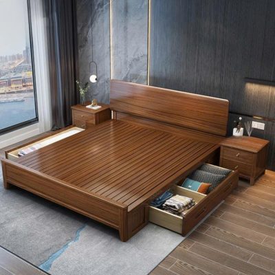 Giường ngăn kéo 1m80 gỗ sồi nga GN514