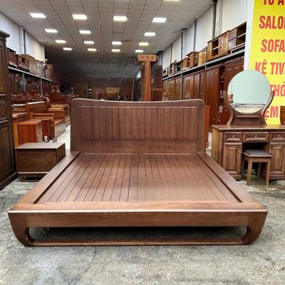 Giường chân cong 2m00 gỗ hương xám GN567
