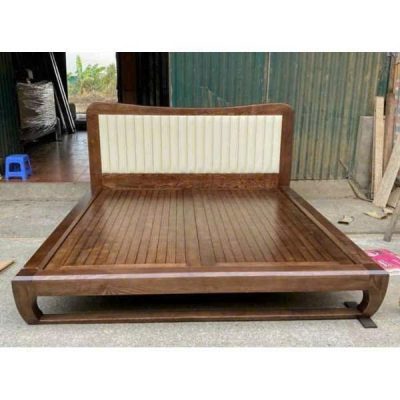 Giường chân cong 1m60 gỗ hương xám GN565