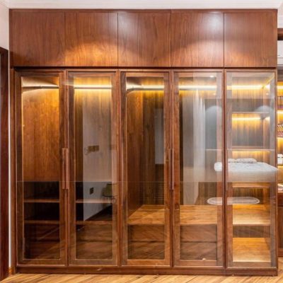 Tủ áo 5 cánh 2 tầng gỗ óc chó TA618