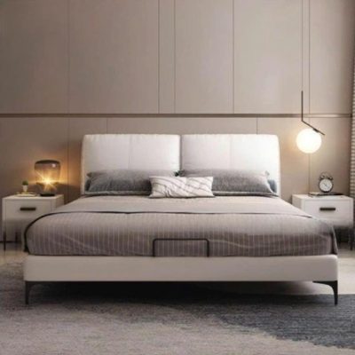Giường bọc đệm 1m80 màu trắng GN641