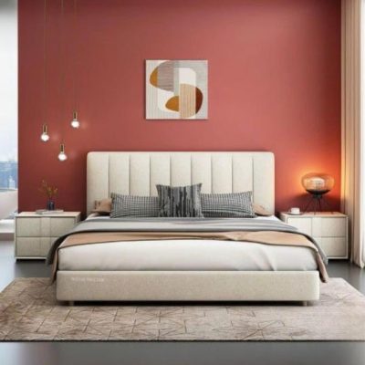 Giường bọc đệm 1m60 màu trắng GN640