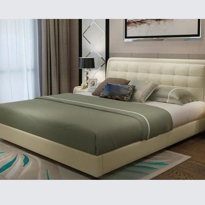 Giường bọc da 1m80 màu be GN634