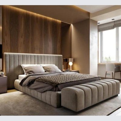 Giường bọc đệm có ngăn kéo 1m80 màu xám GN633