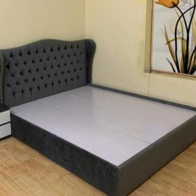 Giường bọc đệm 1m80 màu xám GN622