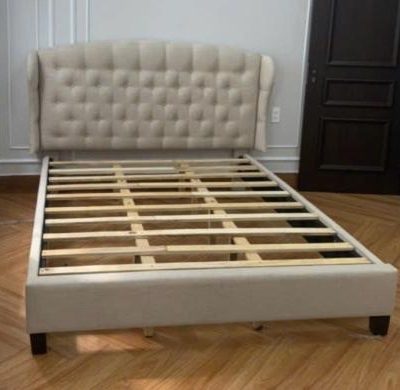 Giường bọc đệm 1m60 màu be GN619