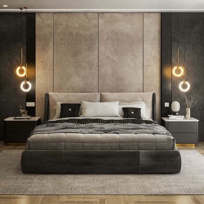Giường bọc nỉ 1m60 màu đen GN635
