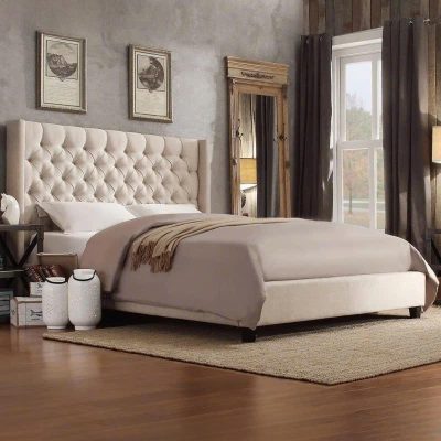 Giường bọc đệm 1m80 màu trắng GN624