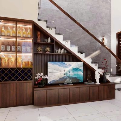 Tủ gầm cầu thang hiện đại gỗ MDF TCT32