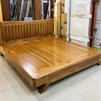 Giường chân thuyền 2m00 gỗ hương xám GN645